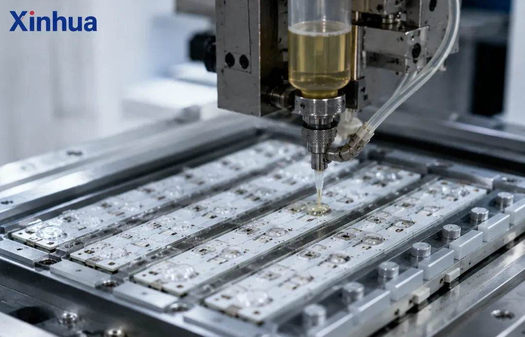 LED potting process in manufacturing