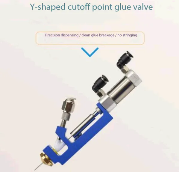 Y-shaped cutoff point glue valve